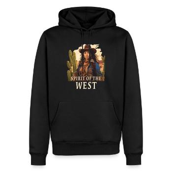 L’ DE L’OUEST - Sweat à capuche Premium bio Homme - noir - Devant - Nico (187cm)