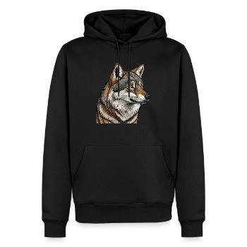 LOUP - Sweat à capuche Premium bio Homme - noir - Devant - Nico (187cm)