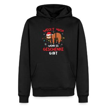 Weckt Mich Wenn Es Geschenke Gibt Weihnachten - Männer Premium Bio Hoodie - Schwarz - Vorne - Nico (187cm)