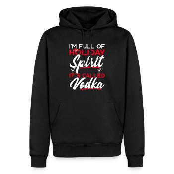 Je suis plein d’ de vacances ça s’appelle vodka - Sweat à capuche Premium bio Homme - noir - Devant - Nico (187cm)