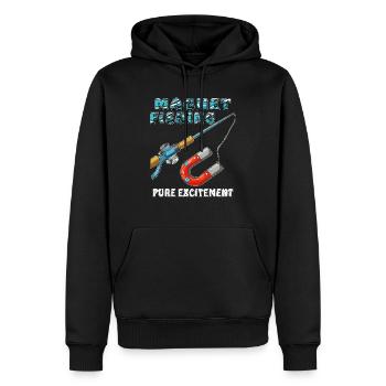 MAGNET FISHING PURE EXCITEMENT - Men’s Premium Organic Hoodie - black - Front - Nico (187cm)