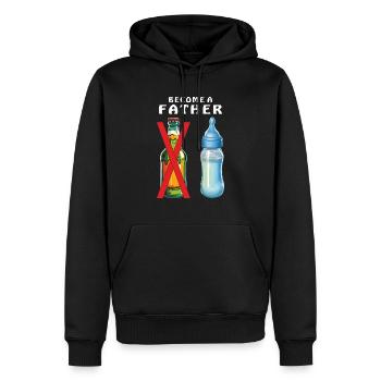 BIBERON DEVENIR PAPA - Sweat à capuche Premium bio Homme - noir - Devant - Nico (187cm)