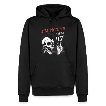 J’ai 47 ans Plus majeur - 48e anniversaire - Sweat à capuche Premium bio Homme - noir - Devant - Nico (187cm)