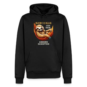 BLEIBE CHILLIG LASS DOCH ANDERE SCHUFTEN - Männer Premium Bio Hoodie - Schwarz - Vorne - Nico (187cm)