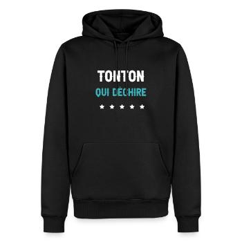 tonton qui déchire futur tonton homme cadeau oncle - Sweat à capuche Premium bio Homme - noir - Devant - Nico (187cm)
