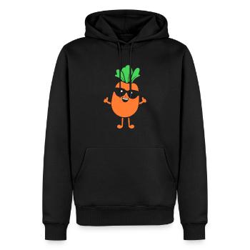 Carotte - Sweat à capuche Premium bio Homme - noir - Devant - Nico (187cm)