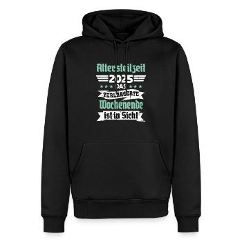 Partial retirement 2025 The long weekend - Men’s Premium Organic Hoodie - black - Front - Nico (187cm)
