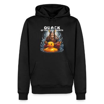 WIKINGER ENTE QUACK OF THE NORTH - Männer Premium Bio Hoodie - Schwarz - Vorne - Nico (187cm)