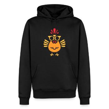 Poulet - Sweat à capuche Premium bio Homme - noir - Devant - Nico (187cm)