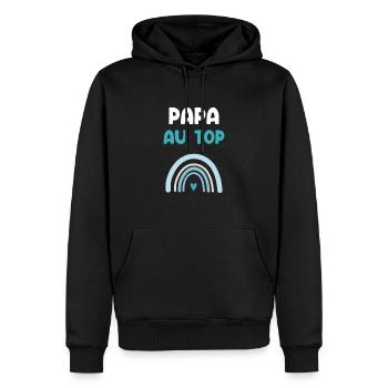 Papa an der Spitze Regenbogen Vater Geschenk - Männer Premium Bio Hoodie - Schwarz - Vorne - Nico (187cm)