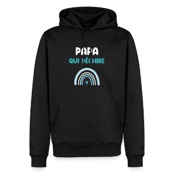 Papa reißt Regenbogen Vater Geschenk - Männer Premium Bio Hoodie - Schwarz - Vorne - Nico (187cm)