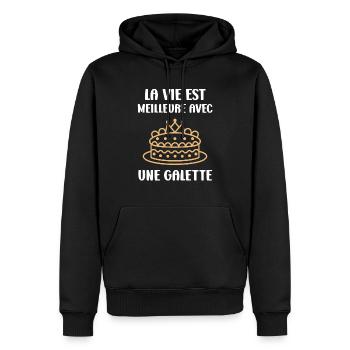 Galette - Sweat à capuche Premium bio Homme - noir - Devant - Nico (187cm)