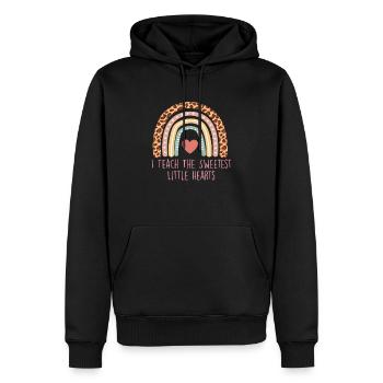 J’enseigne aux petits cœurs les plus doux - Enseignant Valentine - Sweat à capuche Premium bio Homme - noir - Devant - Nico (187cm)