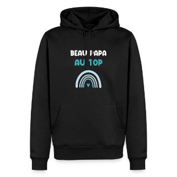 Stiefvater im Regenbogen-Top Hübscher Vater - Männer Premium Bio Hoodie - Schwarz - Vorne - Nico (187cm)