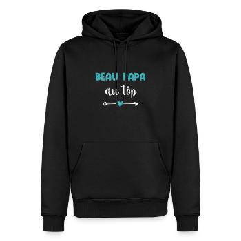 Father-in-law at the top heart Stepfather Stepfather - Men’s Premium Organic Hoodie - black - Front - Nico (187cm)