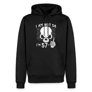 I Am 57 Plus Middle Finger - 58th Birthday - Men’s Premium Organic Hoodie - black - Front - Nico (187cm)