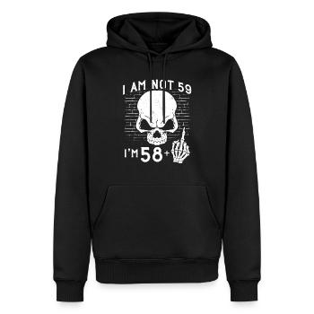 I Am 58 Plus Middle Finger - 59th Birthday - Men’s Premium Organic Hoodie - black - Front - Nico (187cm)