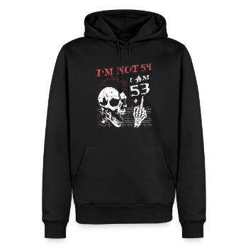 J’ai 53 ans et majeur - 54e anniversaire - Sweat à capuche Premium bio Homme - noir - Devant - Nico (187cm)