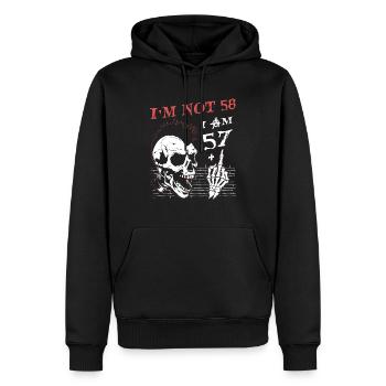 I Am 57 Plus Middle Finger - 58th Birthday - Men’s Premium Organic Hoodie - black - Front - Nico (187cm)