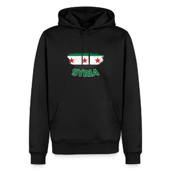 Syrie Libre Syrie Drapeau Syrie Carte des villes syriennes - Sweat à capuche Premium bio Homme - noir - Devant - Nico (187cm)