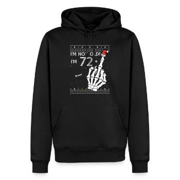 J’ai 72 ans + 1 majeur - Squelette d’anniversaire de 73 ans - Sweat à capuche Premium bio Homme - noir - Devant - Nico (187cm)