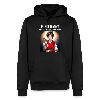 MINISTRANT GOTTESDIEST, ABER CHIC - Männer Premium Bio Hoodie - Schwarz - Vorne - Nico (187cm)