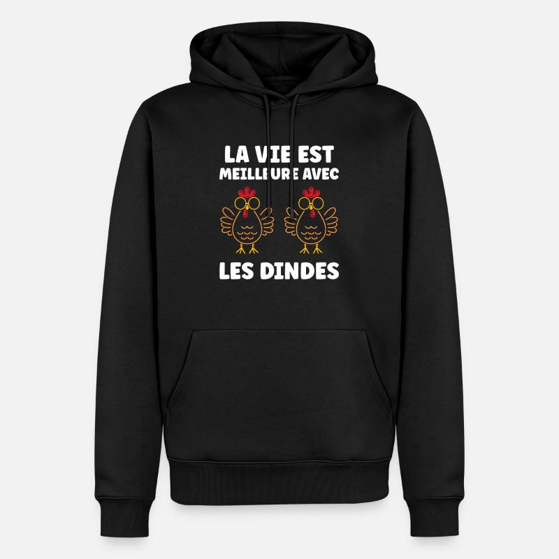 Dinde - Sweat à capuche Premium bio Homme - noir