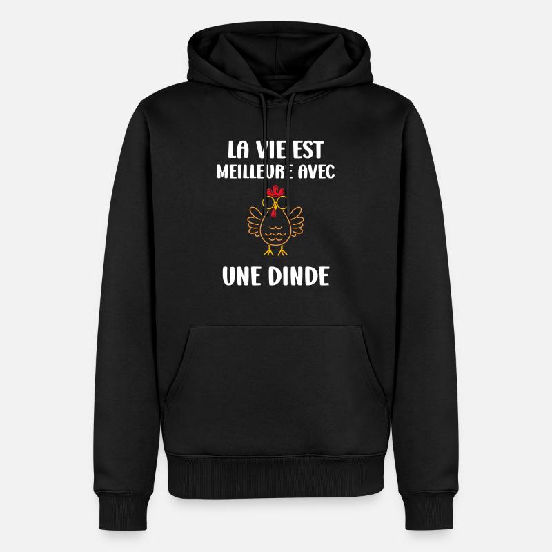 Dinde - Sweat à capuche Premium bio Homme - noir