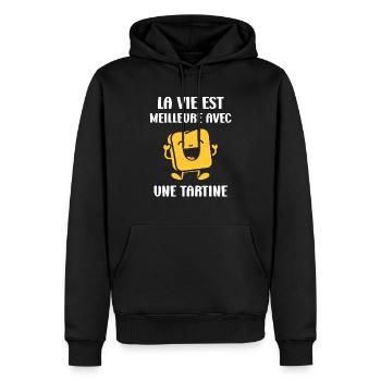Tartine - Sweat à capuche Premium bio Homme - noir - Devant - Nico (187cm)