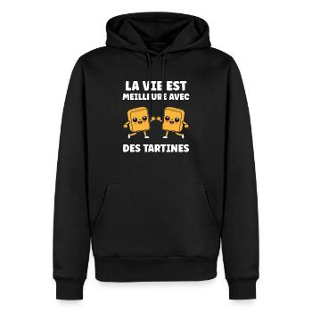 Tartine - Sweat à capuche Premium bio Homme - noir - Devant - Nico (187cm)