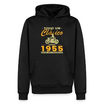 Biker A Classic Born In 1955 - Men’s Premium Organic Hoodie - black - Front - Nico (187cm)