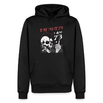 J’ai 73 ans et majeur - 74e anniversaire - Sweat à capuche Premium bio Homme - noir - Devant - Nico (187cm)