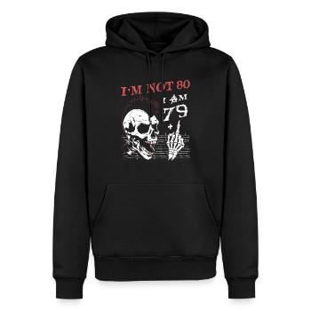 J’ai 79 ans et majeur - 80e anniversaire - Sweat à capuche Premium bio Homme - noir - Devant - Nico (187cm)