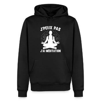 J'peux pas j'ai méditation - Sweat à capuche Premium bio Homme - noir - Devant - Nico (187cm)