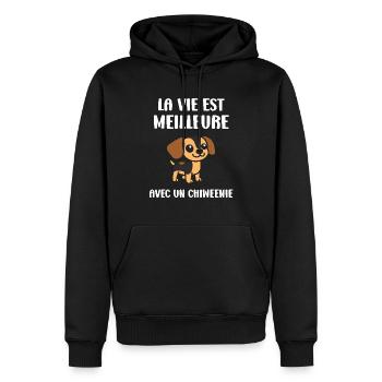 Chiweenie - Sweat à capuche Premium bio Homme - noir - Devant - Nico (187cm)