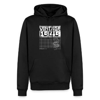 Drachengeist seit 1949 - Vermächtnis zum 76. Geburtstag - Männer Premium Bio Hoodie - Schwarz - Vorne - Nico (187cm)