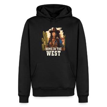 MAISON FRAU À L’OUEST - Sweat à capuche Premium bio Homme - noir - Devant - Nico (187cm)