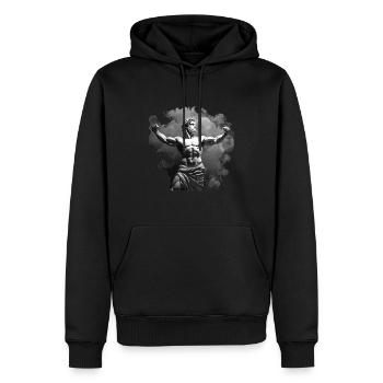 DIVINITÉ GRECQUE - Sweat à capuche Premium bio Homme - noir - Devant - Nico (187cm)