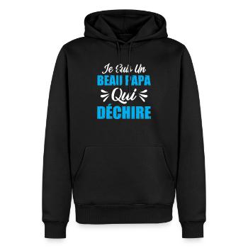 Je suis un beau papa qui déchire - Sweat à capuche Premium bio Homme - noir - Devant - Nico (187cm)