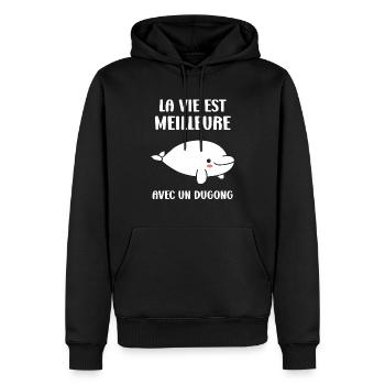 Dugong - Männer Premium Bio Hoodie - Schwarz - Vorne - Nico (187cm)