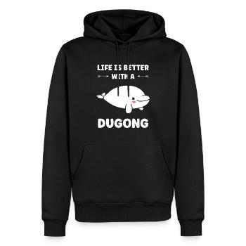 Dugong - Männer Premium Bio Hoodie - Schwarz - Vorne - Nico (187cm)