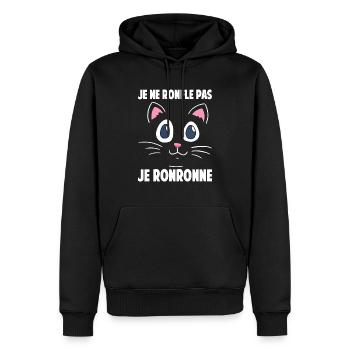 Je ne ronfle pas je ronronne - Sweat à capuche Premium bio Homme - noir - Devant - Nico (187cm)