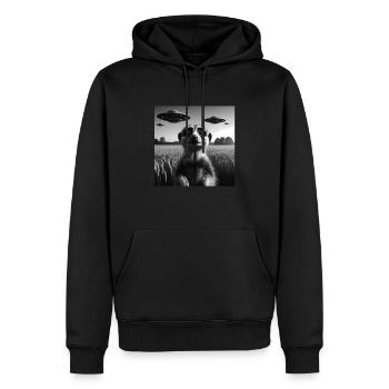 Meerkat2 Funny Graphic Selfie with UFOs Weird Alie - Men’s Premium Organic Hoodie - black - Front - Nico (187cm)