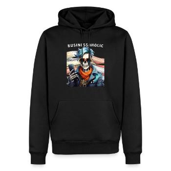 SKELETON MAN BUSINESSAHOLIC - Men’s Premium Organic Hoodie - black - Front - Nico (187cm)