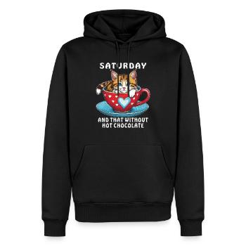 SATURDAY AND THAT WITHOUT HOT CHOCOLATE - Männer Premium Bio Hoodie - Schwarz - Vorne - Nico (187cm)