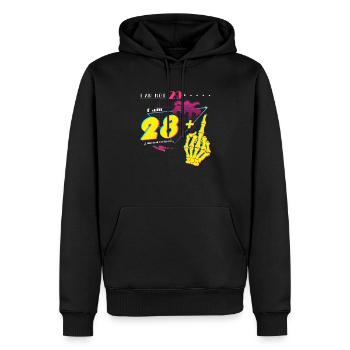 I'm Not 29, I'm 28 + Middle Finger - Born at 1996 - Men’s Premium Organic Hoodie - black - Front - Nico (187cm)