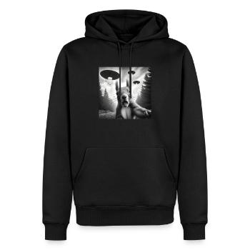 Écureuil Science-Fi Drôle Selfie graphique avec OVNI Wei - Sweat à capuche Premium bio Homme - noir - Devant - Nico (187cm)
