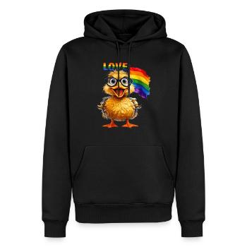 ENTE REGENBOGEN-FAHNE LOVE - Männer Premium Bio Hoodie - Schwarz - Vorne - Nico (187cm)