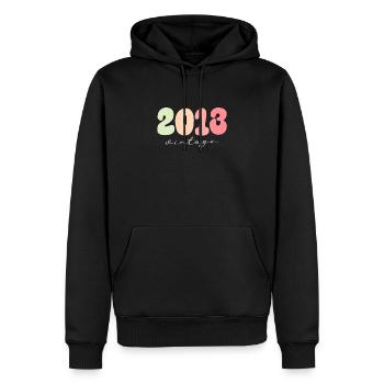 Anniversaire Année de naissance 2013 - Sweat à capuche Premium bio Homme - noir - Devant - Nico (187cm)