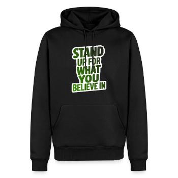 DÉFENDEZ CE EN QUOI VOUS CROYEZ - Sweat à capuche Premium bio Homme - noir - Devant - Nico (187cm)